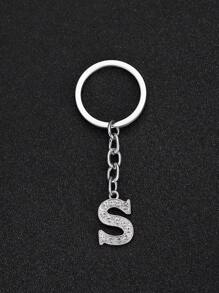 1 pieza Llavero elegante y de moda con la forma de la letra del alfabeto inglés en miniatura, incrustado con cristales de rhinestones transparentes, adecuado para hombres y mujeres, llaves de carro, decoración de bolsos y regalo
