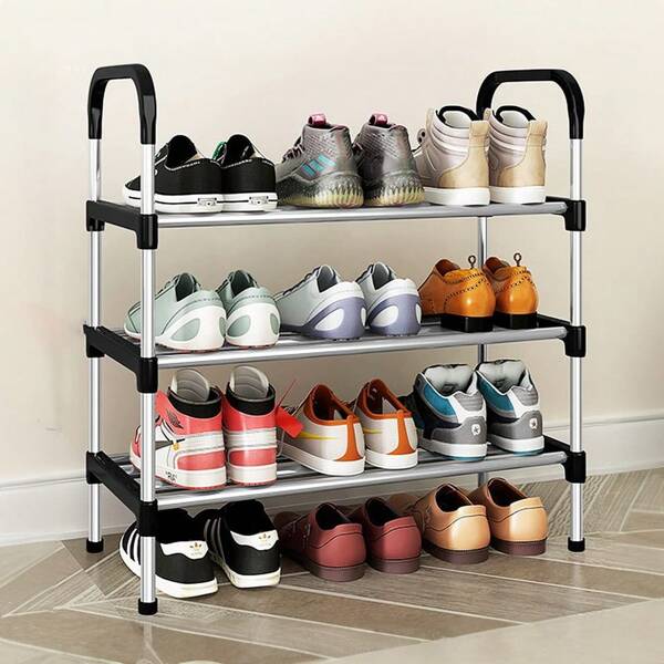 LIVINGANDHOME Living And Home 3-6 Tier Metal Shoe Rack (Space-Saving Ventilated Organizer) - Slim Standing Shoe Shelf For Entryway, Closet & Bedroom
