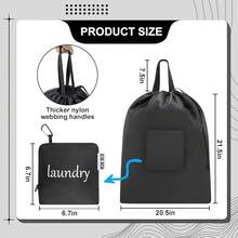 Travel Laundry Bags, Dirty Clothes Travel Bag With Handles, Portable Small Laundry Sack For Travelling, Suitcase, Gym, Camping (Black| 1 Pack) - Black - View 4