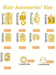 220 Pcs Viking Gold Hair Accessories For Braids Loc Jewelry For Women Hair Dreadlock Metal Hair Beads Rings Cuffs For Braids Beard Decoration