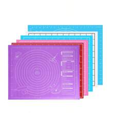 1 pièce Tapis de cuisson en silicone multicolore extra-large - Rouleau à pâtisserie antiadhésif avec marquages de mesure pour croûtes de tarte, pizza et biscuits, tapis de four et de plan de travail de cuisine