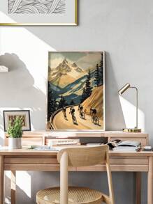1pc Vintage Cycling Prints Set Of Prints Art Poster, Art Print Decoration Poster, Living Room Wall Decoration, Pop CanvasArt Wall , Retro Canvas, Living Room Bedroom Office Home Decoration, Print Set, Frameless