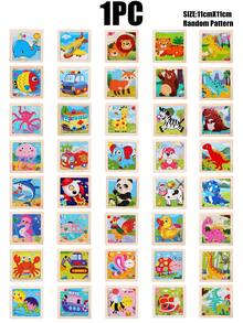 1/4/8pcs Kids 9-Piece Cartoon Animal Puzzle, Early Education Toys, Suitable For Boys And Girls, Gift Toys For Easter, Birthdays, Christmas - Multicolor - View 8
