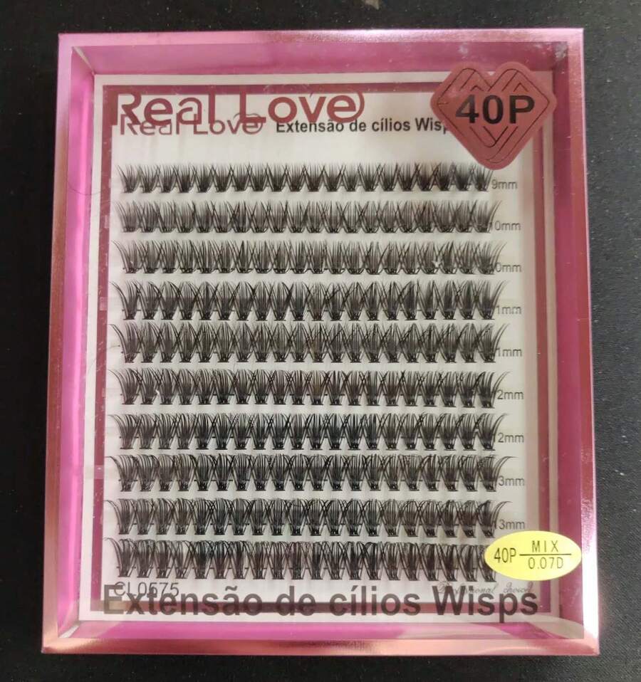 Real Love Tufted Eyelashes Mix 9-14mm - Wisps Eyelash Extension - 40P - Mix -0.07D- PINK BOX - Black - View 1