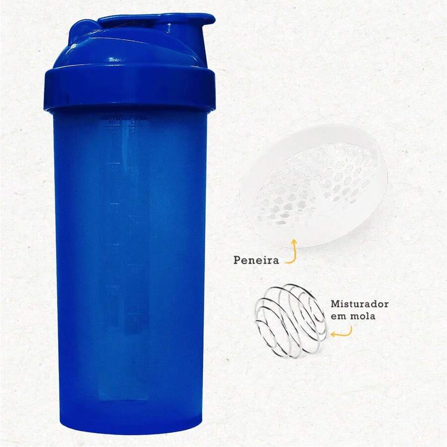 Shaker 700 Ml Whey + Spring + Strainer - Academia Treino - Blue - View 1