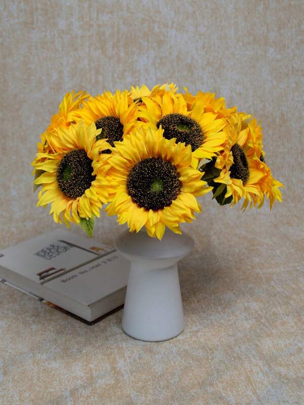5 pezzi di fiori di girasole finti, fiore singolo di girasole decorativo per la casa, da tenere in mano, per danza, come elementi di arredamento floreale bionico