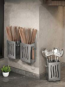 1pc Piece Kitchen Utensil Rack: Wall-Mounted Or Standing Tableware Storage Organizer - Removable Wall-Mounted And Vertical Design, Suitable For Home And Restaurant Use - Plastic Material,Kitchen Storage Rack, Home Storage Organization For Refrigerator