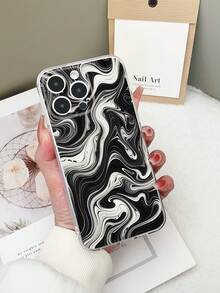 Wave Ripples 1pc Asymmetrical Wave Pattern Transparent TPU Protective Phone Case Compatible With IPhone 15/15Pro/15Plus/15ProMax/16/16Pro/16Plus/16ProMax, Galaxy S23 Ultra/A14/A24, Redmi Note 12Pro, Pixel 8/8Pro - Multicolor - View 1