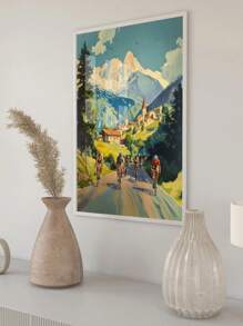1pc Vintage Cycling Prints Set Of Prints Art Poster, Art Print Decoration Poster, Living Room Wall Decoration, Pop CanvasArt Wall , Retro Canvas, Living Room Bedroom Office Home Decoration, Print Set, Frameless