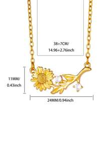 1PC Gold Birth Flower Necklace For Women 12 Month Birthstone Bouquet Pendant Floral Necklace, Daily Wear Jewelry For Valentine's Day Wedding Birthday Gift