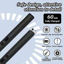 1Pc Type-C Plasma Windproof Kitchen Charging Lighter For Candle Gas Stove Arc Barbecue Aromatherapy Lighter, Indoors And Outdoors Igniter - Black - View 4