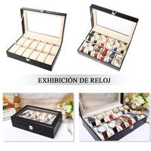 ANTSAY Reloj caja organizadora, Estuche para relojes, Porta relojes, Caja para relojes de 12 relojes, Caja para relojes hombre, Caja de Reloj de Piel PU,Almohadillas con Terciopelo Suave - Negro - Ver 6