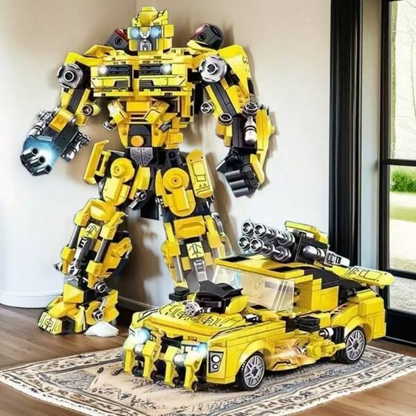 Transformable Robot Car 2-In-1 Model Building Blocks Toy, Ideal For Independence Day/Christmas/Halloween/Thanksgiving/Birthday Gifts