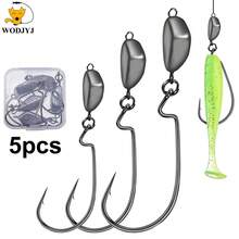 5pcs/Box Texas Fishing Rig Clamp Head Hooks,3.5g-14g Anti- Crank Hooks For Freshwater And Saltwater Fish Such As Bass, Pike, Etc.,Lure Barrier Crossing Anti-Hanging Bottom Hooks, Lure Hook Hooks With Anti-Hanging Bottom Swing Design - Grey - View 2