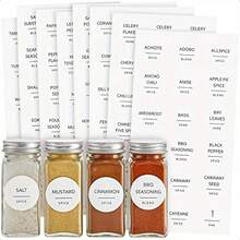 144 件香料标签贴纸、预印白色香料罐盖标签、防水调味香草架、厨房配件 - 彩色 - 查看 1