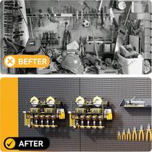 Power Tool Organizer Wall Mount - Sturdy Garage Storage Rack For Drills, Cordless Tools, And Hand Tools - Ideal For Workshop, Shed, Pegboard, Or Basement - 3-Tier Design With 5 Drill Holders, 20-Inch Length For Efficient Space Management And Easy Access To Your Essential Tools, Perfect For DIY Enthusiasts And Home Improvement Projects, Enhancing Organization And Productivity In Your Workspace, Great For Holiday Gift Giving And Seasonal Home Renovations.