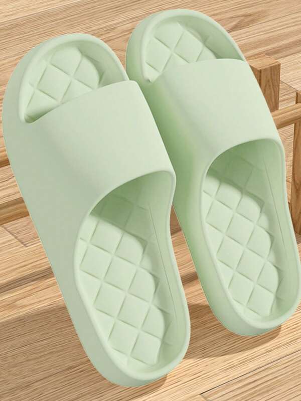 Summer Women's Solid Color Slippers, Casual Open Toe EVA Bathroom Non-Slip Odor Resistant Soft Sole Sandals, Comfortable Indoor Home Bathroom Slippers, Couples Design
