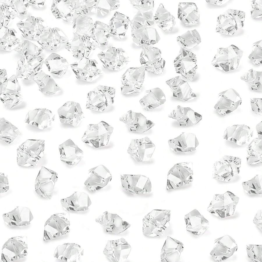 DomeStar 550PCS Pink Vase Fillers, Acrylic Fake Crushed Ice Rocks Pink Gems Crystals Plastic Diamonds For Vase Fillers Centerpiece Fish Tank Table Scatter Photography Props Display Decoration - Clear - View 1