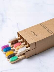 10pcs Bamboo Toothbrushes With Soft Bristles & Bamboo Handle, Paper Bag Packaging