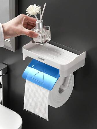 MENGNI Wall Mount Disposable Face Towel Holder Toilet Paper Holder Kitchen Roll Paper Holder Multifunction Plastic Storage Rack Bathroom Accessories Set