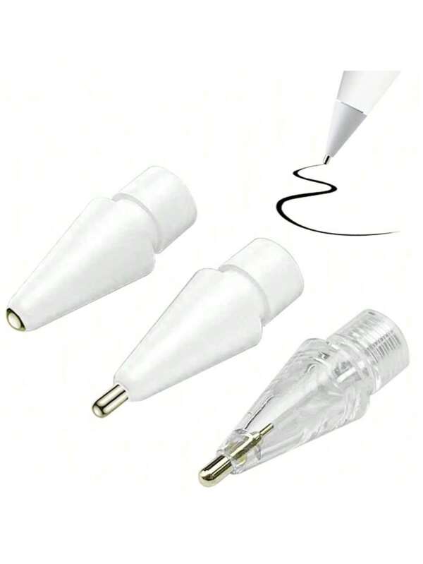 3 Packs Pencil Tips Compatible With Apple Pencil Tip, 3 Styles Fine Point Metal Apple Pencil 2nd Generation Tips, Replacement IPad Pen Tips Compatible With Apple Pencil 1st Generation Nibs(White, Clear)