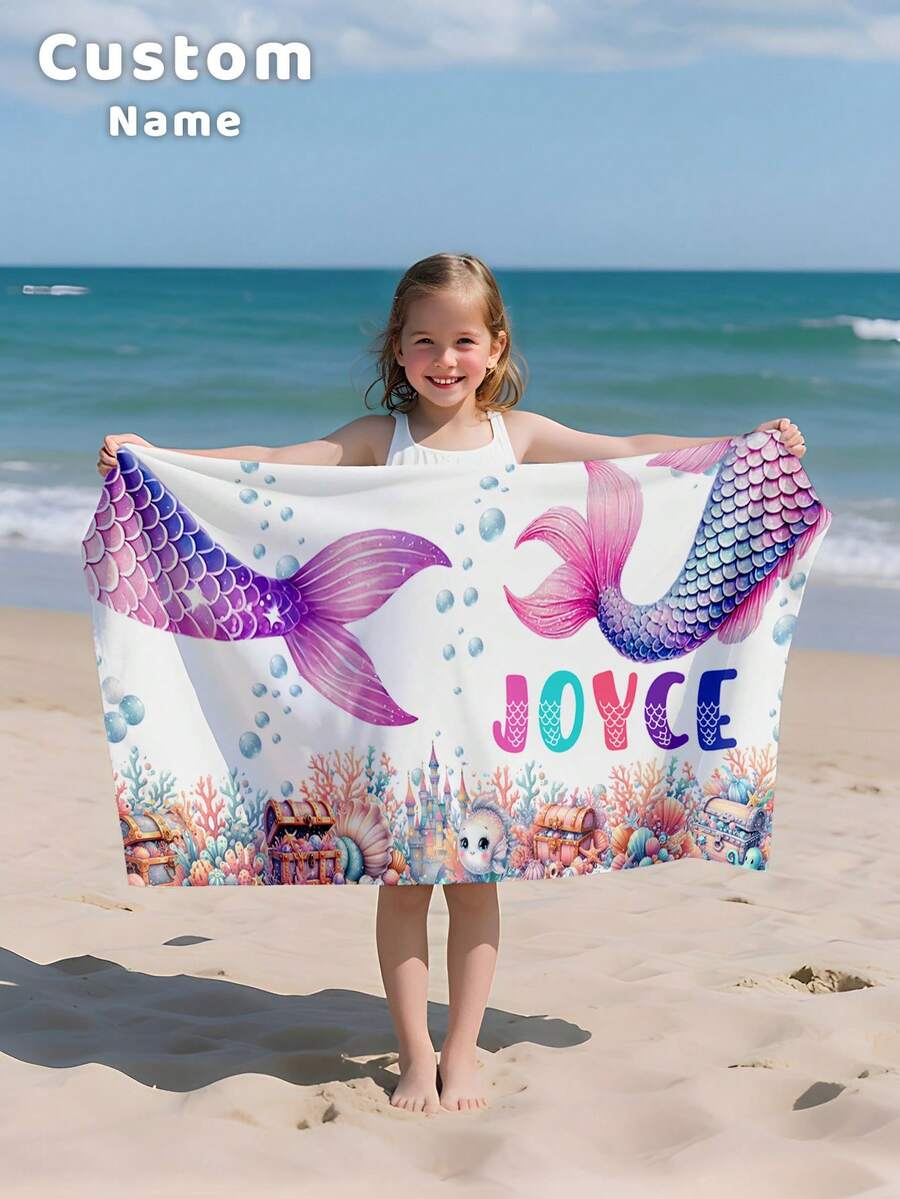 1 件定制名字海洋沙滩巾、个性化儿童沙滩巾、儿童夏季生日礼物、定制名字沙滩巾、女孩/男孩定制沙滩巾、非常适合户外海滩旅行游泳健身房瑜伽、沙滩配件、为朋友定制沙滩巾、多种尺寸沙滩巾可供选择 - 款式1 - 查看 1