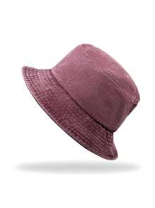 1pc Solid Color Washed Denim Bucket Hat, Fashion Versatile All-Season Casual Sun Hat, Suitable For Men And Women, Travel & Beach