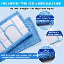 4PCS Replacement Microfiber Pad - Thick - Universal Commercial 12-13 Inch Mop Head- Heavy Duty - Wet & Dry Commercial Cleaning Refills Reusable Mop Refills Fit For Most Microfiber Flat Mop System