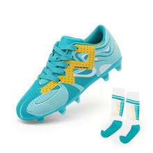 Kids Soccer Cleats – Non-Slip FG Football Shoes For Boys & Girls | Breathable & Durable For Training/Games | Toddler To Youth Sizes - Màu xanh Bạc hà - Xem 2