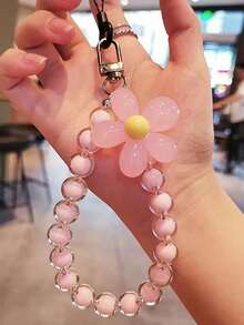 Simple & Elegant Key Chain Compatible With Mobile Phones, Bags Ornaments Mobile Phone Strap Beaded Flower Bracelet Creative Hanging Rope Keychain Mobile Phone Lanyard Beaded Flower Anti-Lost Phone Case Lanyard Girl Women's Wrist Strap Phone Charms,Colorful - Multicolor - View 15