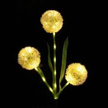 1 Peça Luz de Dente-de-leão de LED Alimentada por Energia Solar, 3 Cabeças de Flores Artificiais Multicoloridas com Efeito Luminoso para Jardim, Pátio e Decoração de Gramado - Perfeito para Festas e Temporada de Formatura, Luzes de Jardim Solares