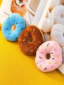 Pet Plush Sound Cat And Dog Toys Cartoon Round Plush Creative Donut Plush Toy, Puppy Teeth Grinding Toy, Suitable For Small Dogs And Various Cats To Keep Them Busy(For Pets Only)