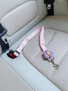 1 件花朵图案宠物牵引绳，狗猫车载安全带，长度可调