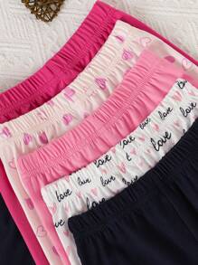 10pcs/Set Infant & Toddler Girls Casual Short Sleeve T-Shirt And Shorts Sports Outfit, Cute Heart & Letter Print, Comfortable Stretchy Pullover Tee And Pants Set, Suitable For Summer Outings