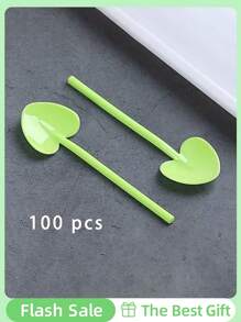 100pcs Heart Shaped Disposable Spoons - Perfect For Ice Cream, Cones And More - High Quality Tableware For Parties, Picnics And Camping