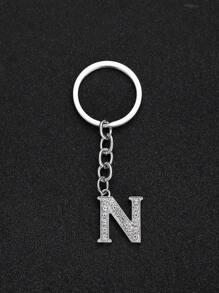 1 pieza Llavero elegante y de moda con la forma de la letra del alfabeto inglés en miniatura, incrustado con cristales de rhinestones transparentes, adecuado para hombres y mujeres, llaves de carro, decoración de bolsos y regalo