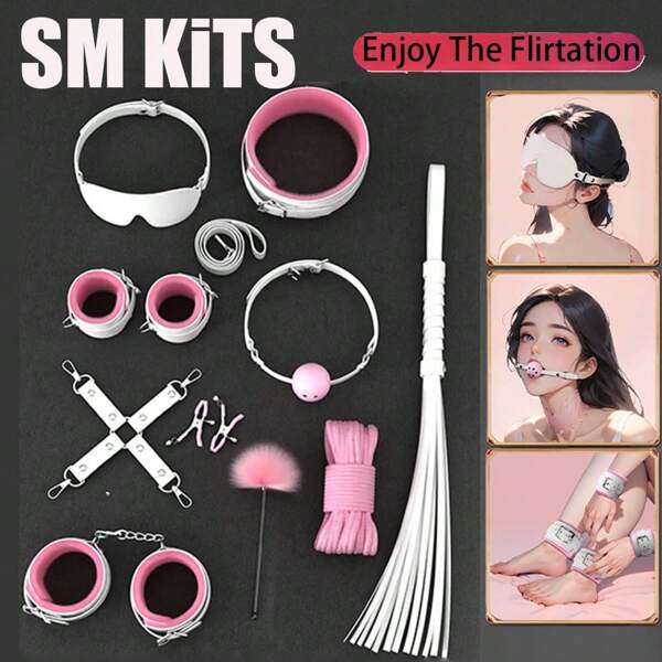 6/10PCS JIUUY Adult SM Sex Products Kits Bondage Gear Collar Butt Oral Erotic Bundle Blindfold Whip Sex BDSM Sex Game For Couples Sex Toys