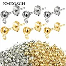 KMEOSCH 80pcs Stainless Steel Ball Post Earring Studs Kit - Includes 40pcs Round Ball Posts With Hanging Holes 40pcs Backs For DIY Enthusiasts And Jewelry Makers