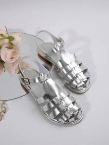 Sandálias rasteiras de dedo estilo retrô casual de 2025, Sapatos romanos respiráveis tecidos e vazados