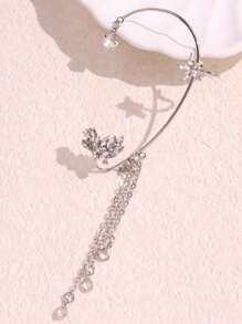 1 pieza Pendientes de clip con borla larga con mariposa y estrella de cristal rhinestone, estilo minimalista y de moda, personalizados, adecuados para uso diario de mujeres, fotografía, regalo de cumpleaños