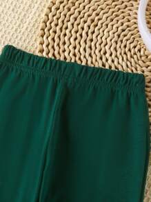 幼儿男童夏季卡通动物印花短袖 T 恤搭配纯绿色休闲裤儿童 2 件套