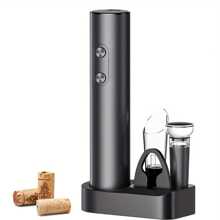 RAF 1set Electric Bottle Opener, Spiral Vacuum Preservation Pour Bottle, Multi-Functional Electric Bottle Opener Set, With Foil Knife And Vacuum Seal - Battery-Powered, Easy-To-Store Base, An Electric Bottle Opener Suitable For Home Parties, Bars And Restaurants.Kitchen Appliances