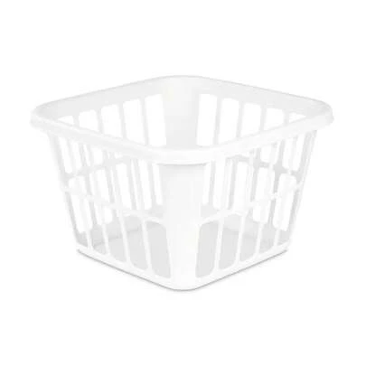 1.25bu Laundry Basket White - Brightroom™: Plastic Clothes Hamper With Built-In Handles, Medium Size, Portable Storage