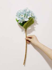 1Pc /4pcs Blue Artificial Hydrangea Real-Looking Silk Hydrangea Flower Arrangements High Quality Fake Floral Brunch For DIY Wedding Bouquet Party Home Living Room Kitchen Garden Hotel Office Home Decor Back To School Room Decor School Supplies - Baby Blue - View 5