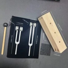 Ear Cleaning Professional Tuning Forks Therapy Set - 128Hz, 512Hz, 432Hz, 256Hz Yoga And Meditation Body-Weight Tuning Forks - Frequency Relaxation Device With Suspension Frame