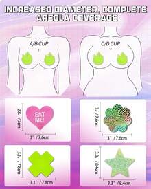 Women Nipple Stickers - Disposable Adhesive Breast Petals  Boob Pads Sticky Bra - 15 Pairs (Halloween, Holidays, Parties, Music Festivals)