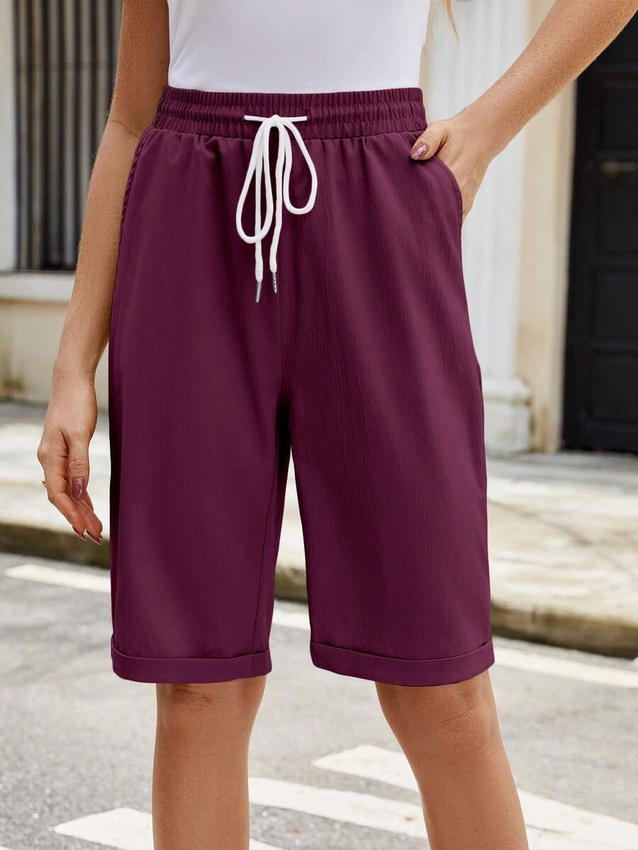 Women's Summer Slant Pocket Solid Color Simple Casual Shorts