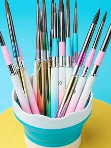 1 pezzo Porta-pennelli multicolore, tazza pieghevole mini in silicone per lavare i pennelli ad acquerello, secchiello portatile per la pulizia dell'arte, perfetto per la pittura, il disegno e la creazione artistica, strumento essenziale per artisti, accessorio artistico vivace, supporto per pennelli in silicone durevole, bottiglia spray mini pieghevole in silicone per un uso versatile come portapenne, articoli per il ritorno a scuola, forniture scolastiche