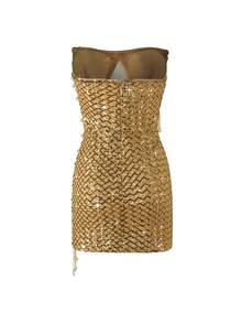 New Sexy Cropped Bandeau Evening Dress, Party Dress, Wedding Guest Dress, Prom Dress