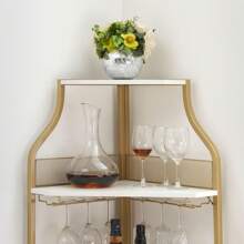 NANSTATA Stylish Corner Wine Rack - Bar Cabinet With Glass Holder, Storage Shelves, Adjustable Shelf, And Mesh Door For Home Bar In Small Spaces